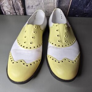 BIION Oxford Wingtips Spikeless Golf Shoes Womens 6 Beige White Rubber - Comfy!‎